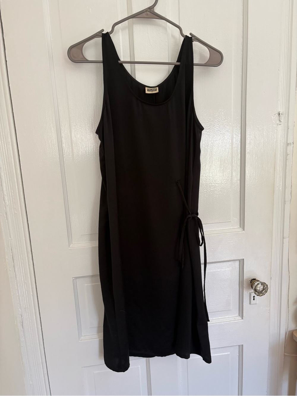 Weekday Black Sleeveless Tie-Detail Midi Dress